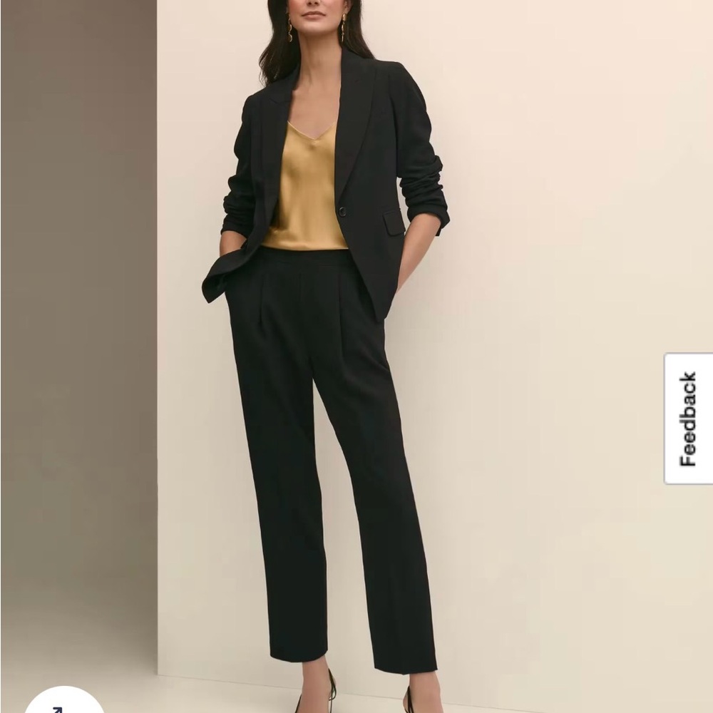 Brooks Brothers Black Easy Fit, Elastic Back Fine Twill Stretch Crepe Pants